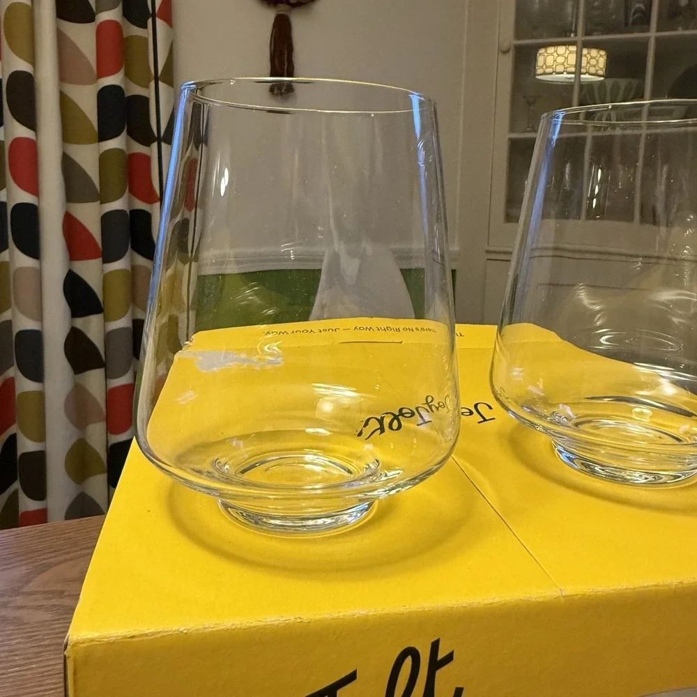 Sidney Stemless Wine Glasses Set of 4 | 19 oz | Tapered | Joy Jolt